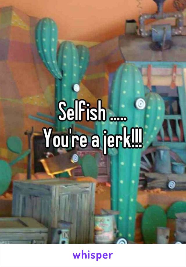 Selfish .....
You're a jerk!!!