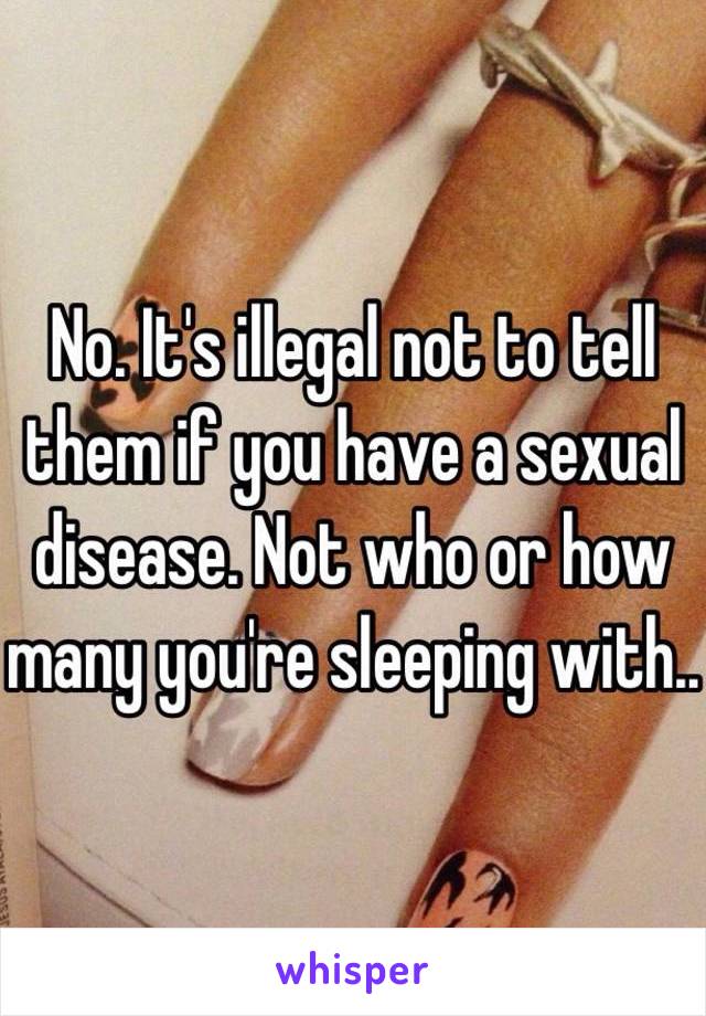 No. It's illegal not to tell them if you have a sexual disease. Not who or how many you're sleeping with..