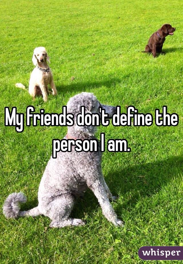 My friends don't define the person I am. 
