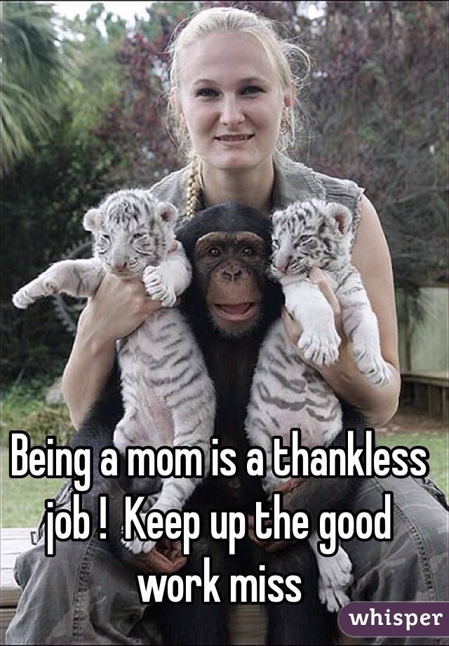 Being a mom is a thankless job !  Keep up the good work miss
