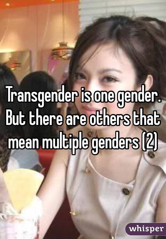 Transgender is one gender. But there are others that mean multiple genders (2)
