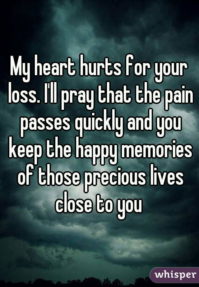 My heart hurts for your loss. I'll pray that the pain passes quickly and you keep the happy memories of those precious lives close to you 