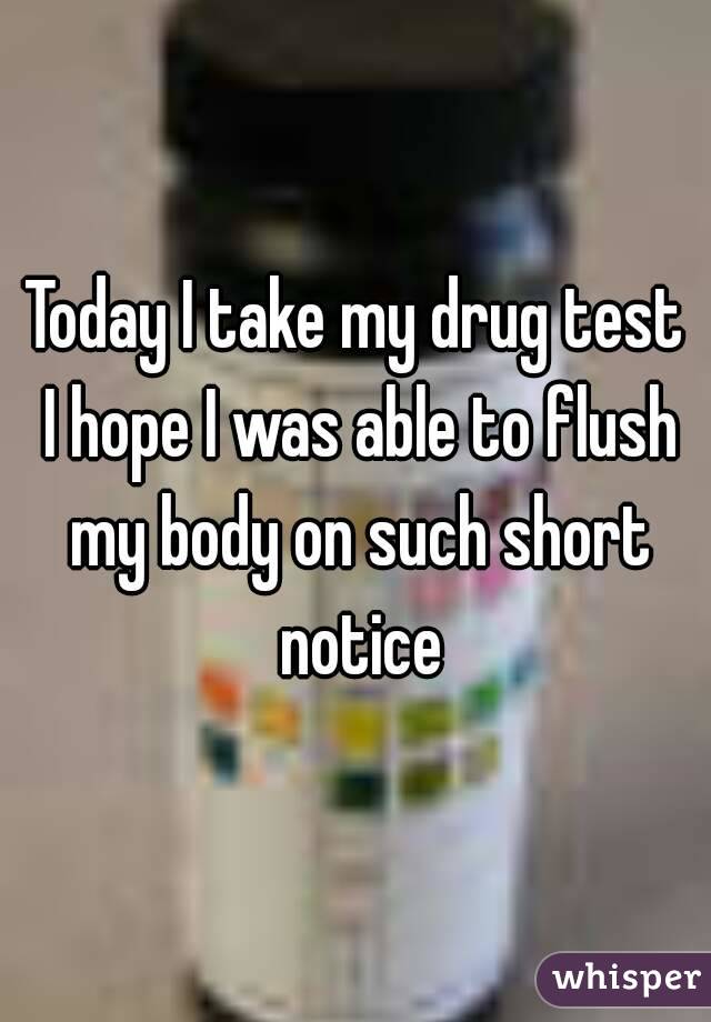 Today I take my drug test I hope I was able to flush my body on such short notice