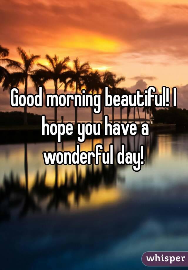 Good morning beautiful! I hope you have a wonderful day! 