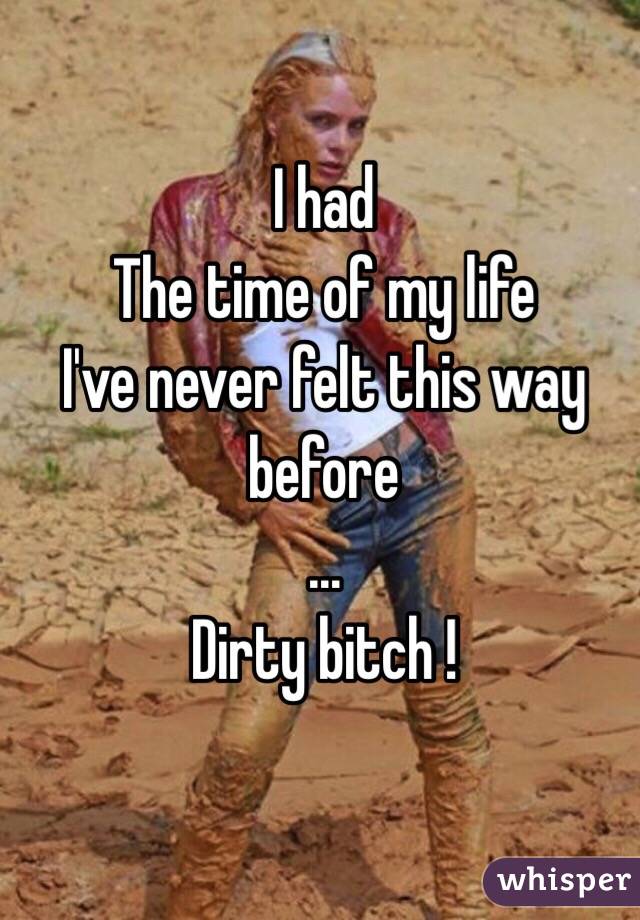 I had
The time of my life 
I've never felt this way before 
…
Dirty bitch !