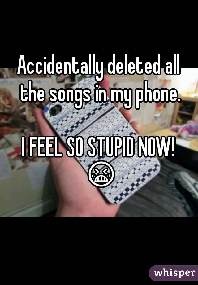 Accidentally deleted all the songs in my phone.

I FEEL SO STUPID NOW! 😭 
