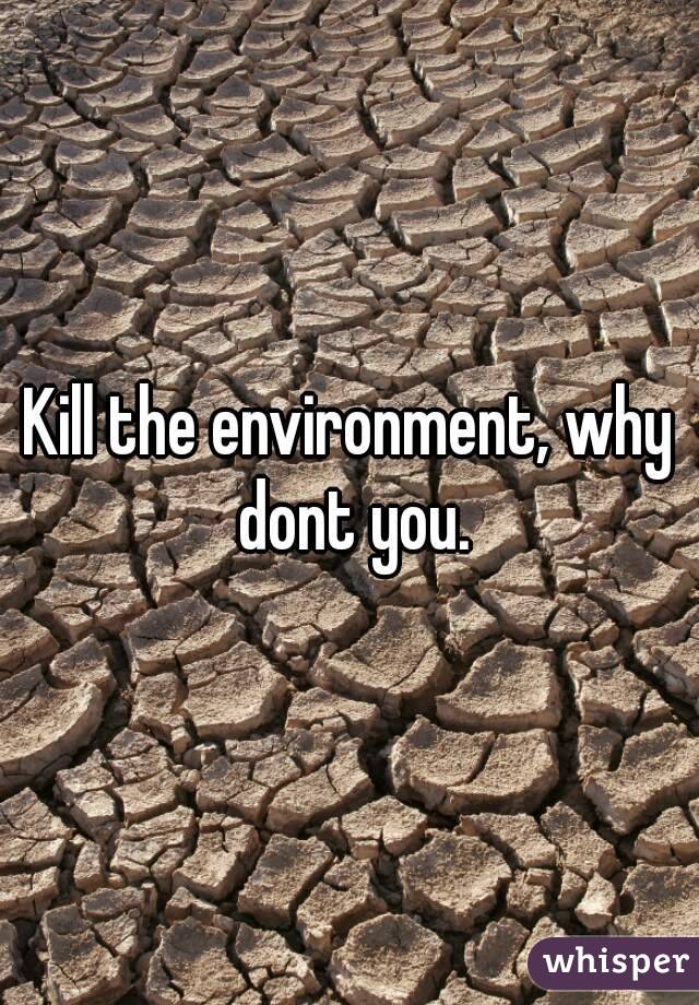 Kill the environment, why dont you.