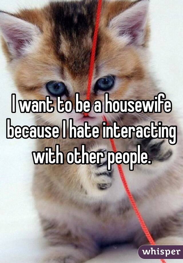 I want to be a housewife because I hate interacting with other people. 