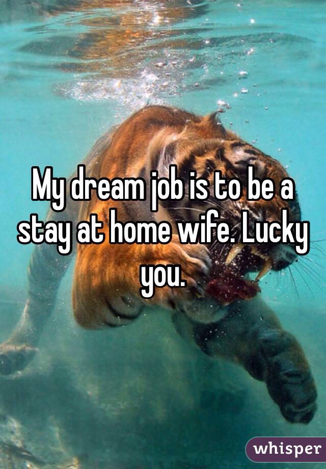 My dream job is to be a stay at home wife. Lucky you. 