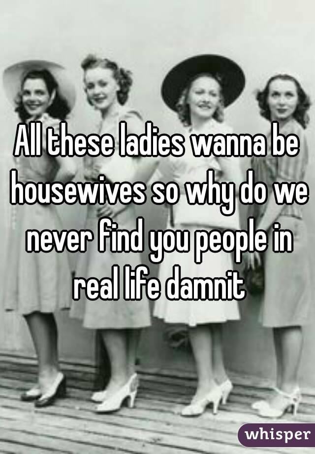 All these ladies wanna be housewives so why do we never find you people in real life damnit