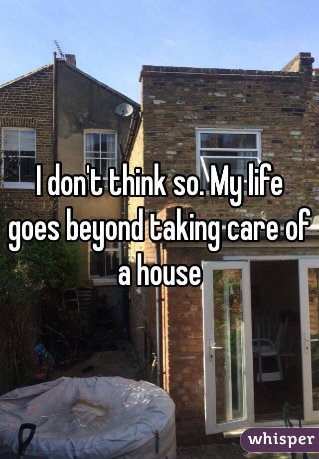 I don't think so. My life goes beyond taking care of a house 