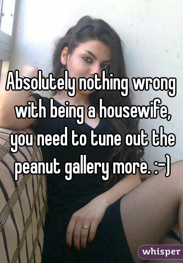 Absolutely nothing wrong with being a housewife, you need to tune out the peanut gallery more. :-)