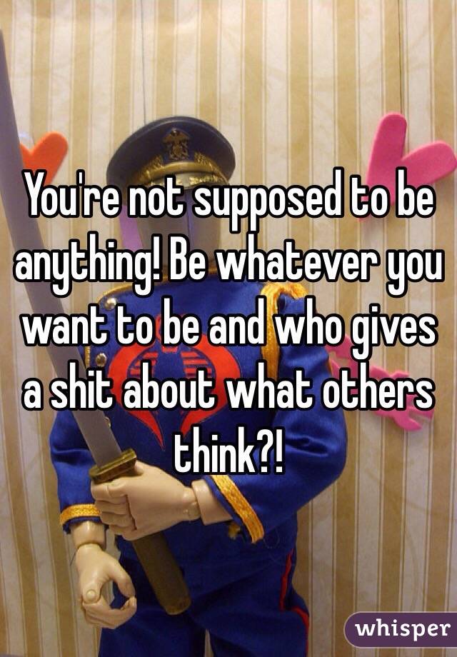 You're not supposed to be anything! Be whatever you want to be and who gives a shit about what others think?!