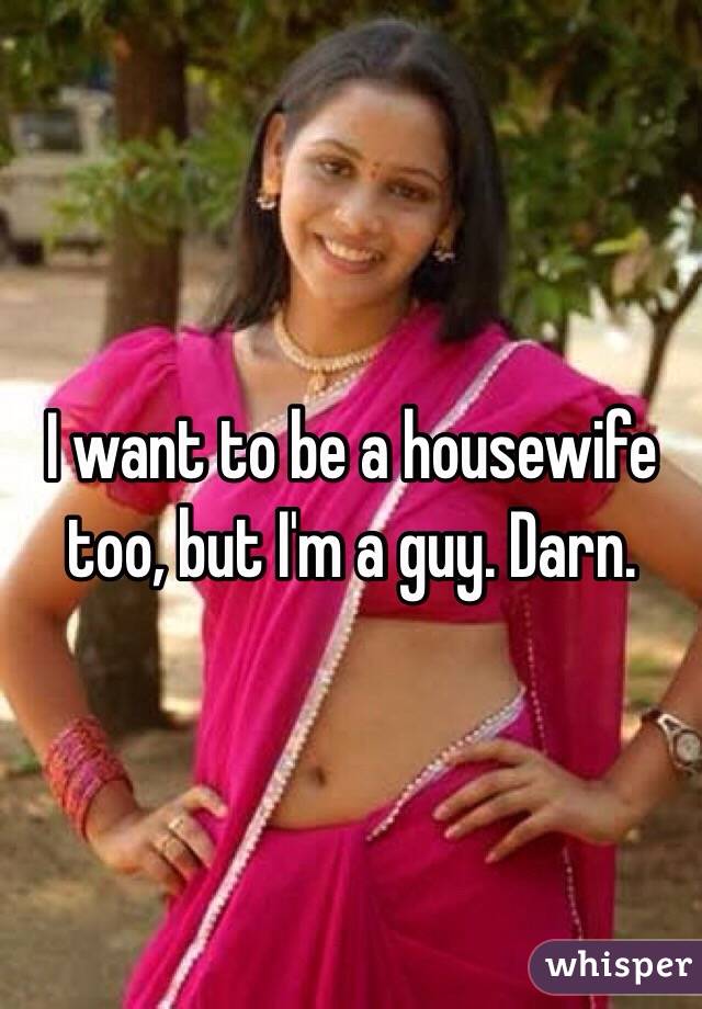 I want to be a housewife too, but I'm a guy. Darn.