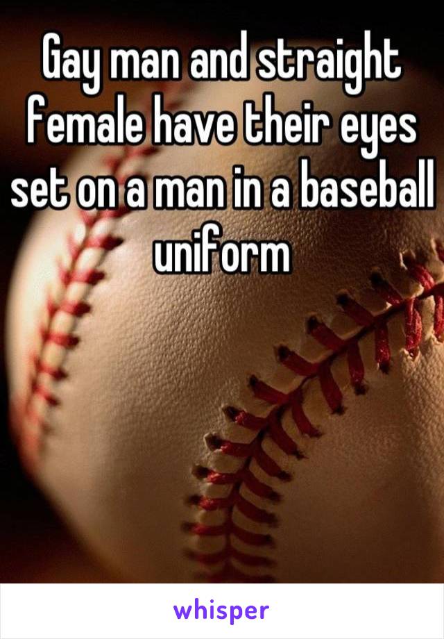 Gay man and straight female have their eyes set on a man in a baseball uniform