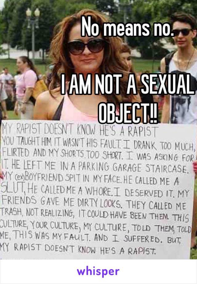 No means no.

I AM NOT A SEXUAL OBJECT!!