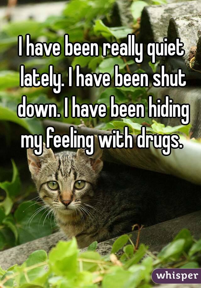 I have been really quiet lately. I have been shut down. I have been hiding my feeling with drugs. 