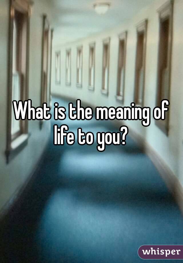 What is the meaning of life to you? 