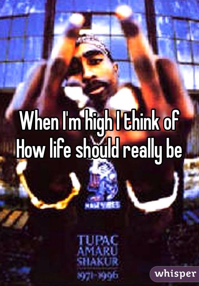 When I'm high I think of 
How life should really be 