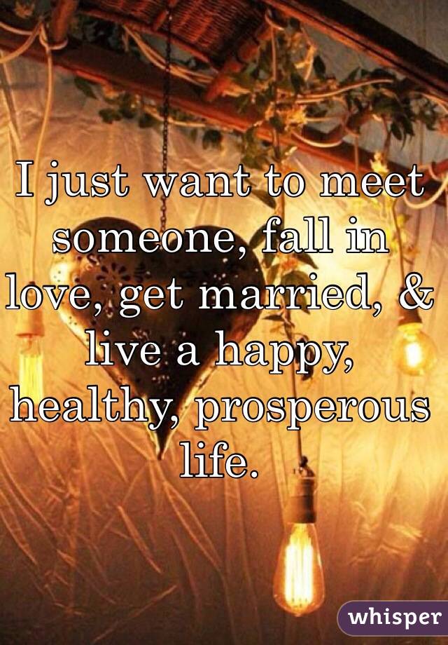 I just want to meet someone, fall in love, get married, & live a happy, healthy, prosperous life.