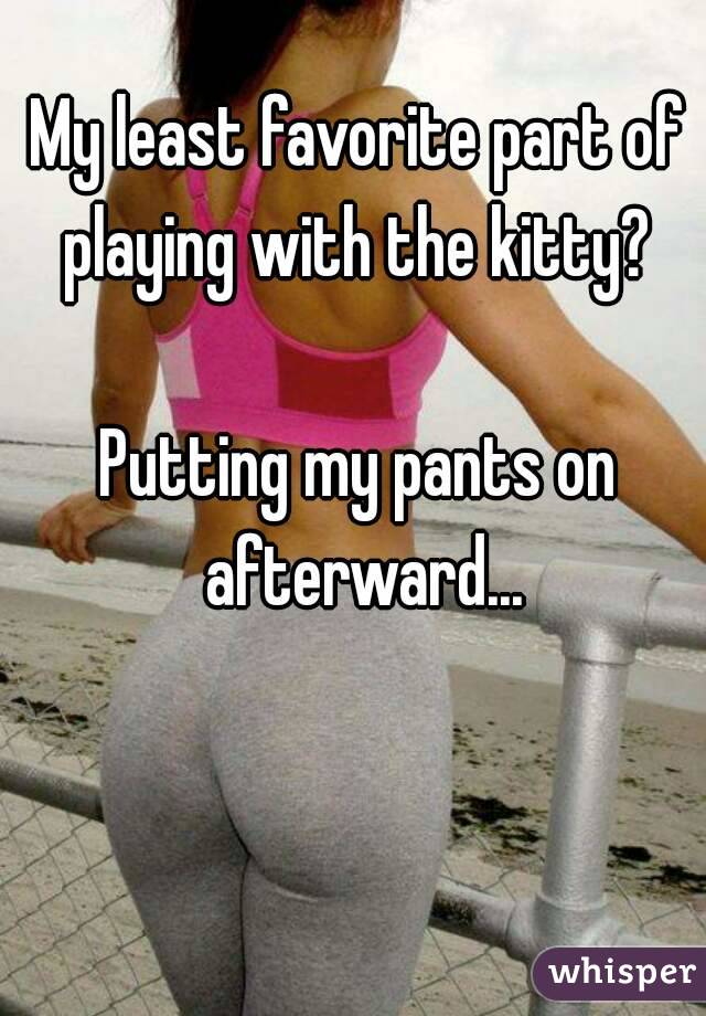 My least favorite part of playing with the kitty? 

Putting my pants on afterward...