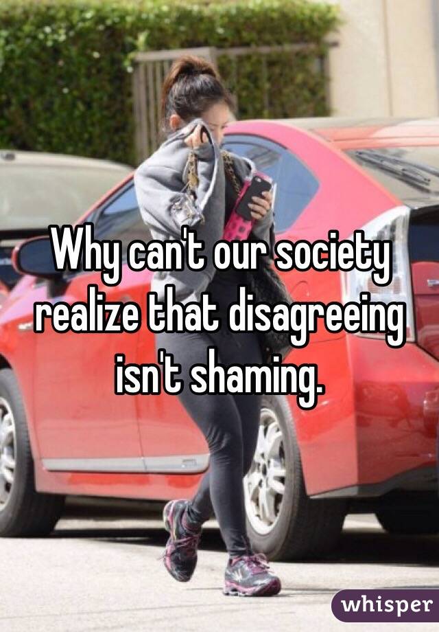 Why can't our society realize that disagreeing isn't shaming.