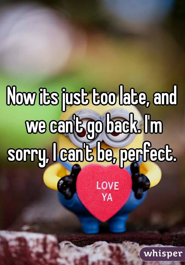 Now its just too late, and we can't go back. I'm sorry, I can't be, perfect. 