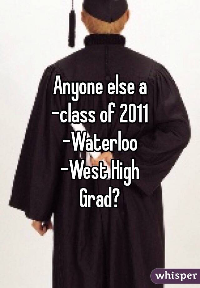 Anyone else a
-class of 2011
-Waterloo
-West High
Grad?