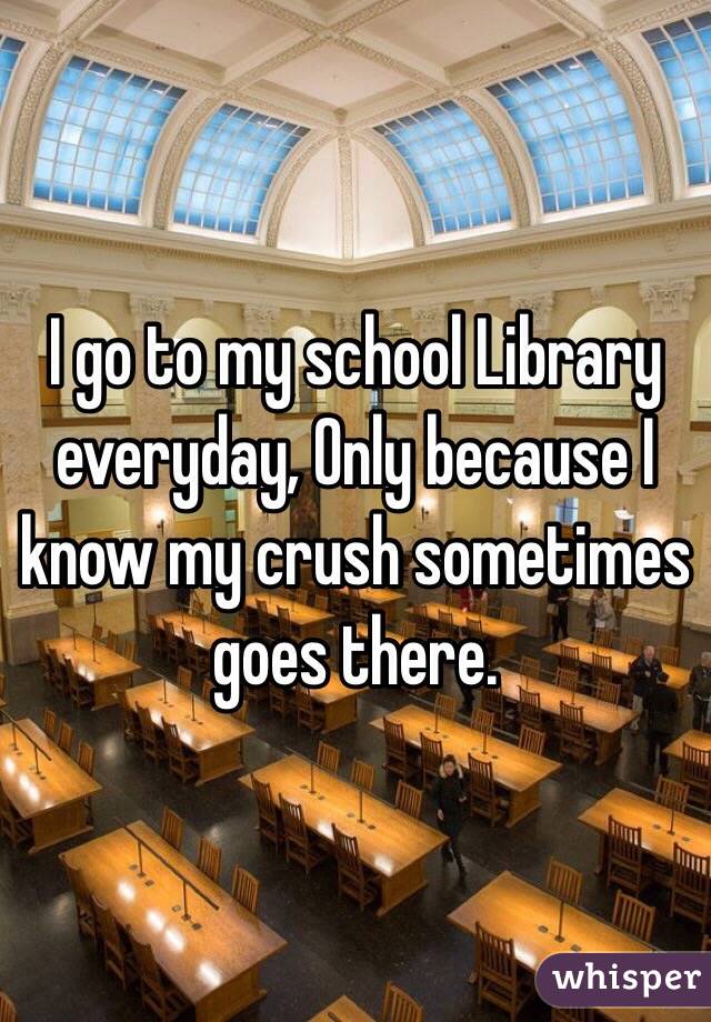 I go to my school Library everyday, Only because I know my crush sometimes goes there.