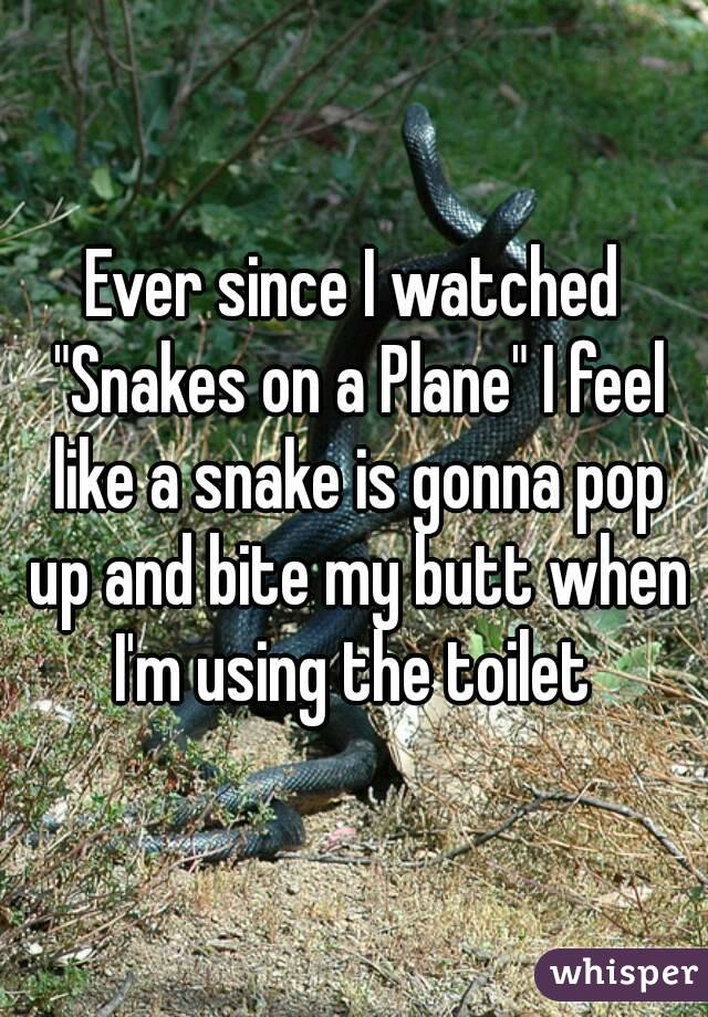 Ever since I watched "Snakes on a Plane" I feel like a snake is gonna pop up and bite my butt when I'm using the toilet 
