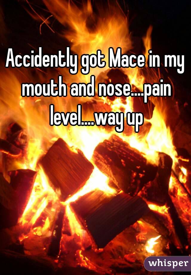 Accidently got Mace in my mouth and nose....pain level....way up
