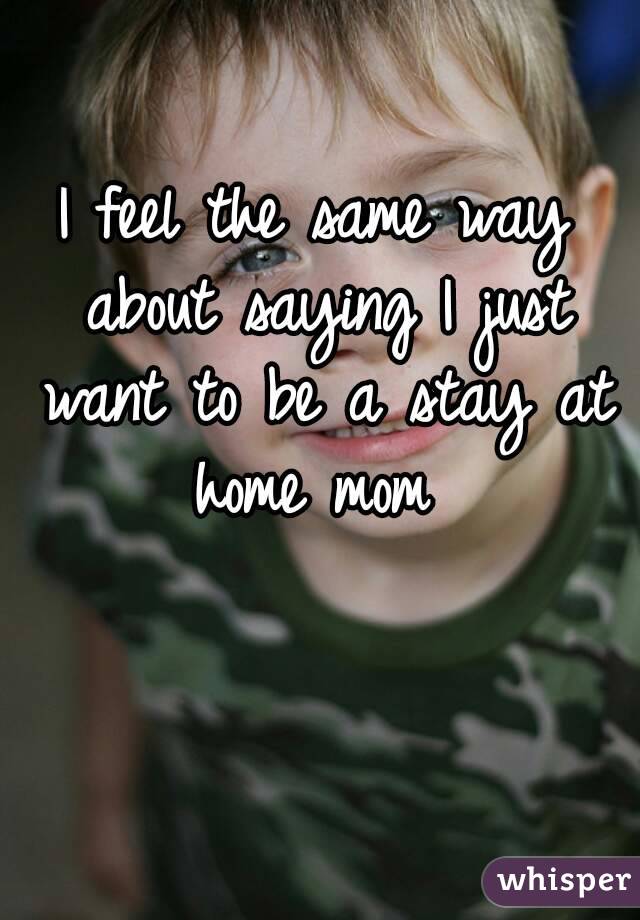 I feel the same way about saying I just want to be a stay at home mom 