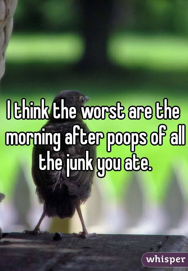 I think the worst are the morning after poops of all the junk you ate.