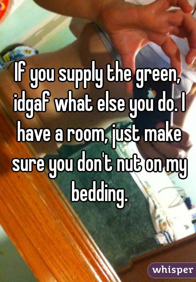 If you supply the green, idgaf what else you do. I have a room, just make sure you don't nut on my bedding.