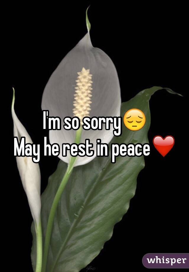 I'm so sorry😔
May he rest in peace❤️