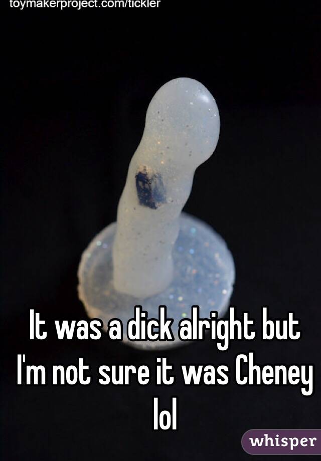 It was a dick alright but I'm not sure it was Cheney lol