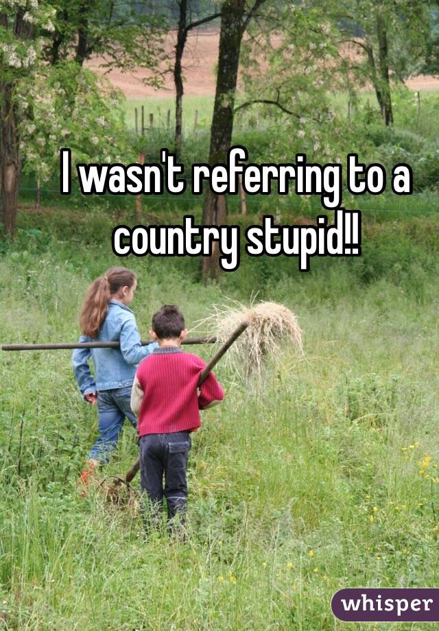 I wasn't referring to a country stupid!! 