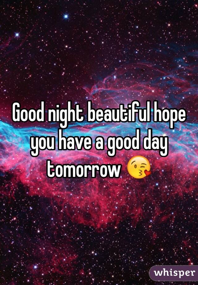 Good night beautiful hope you have a good day tomorrow 😘
