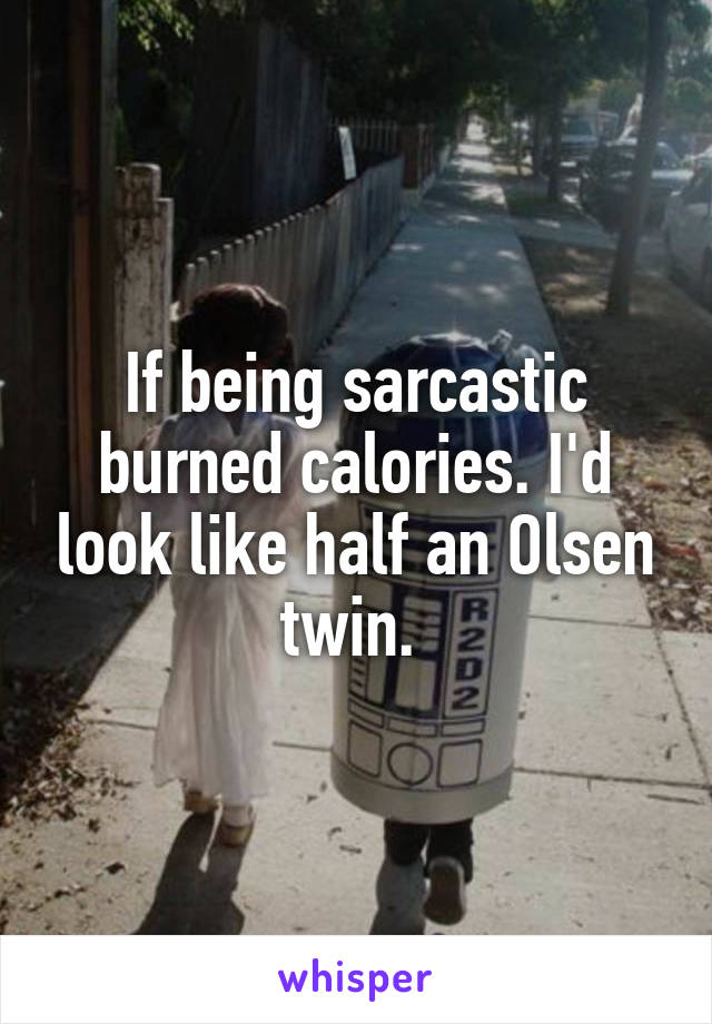 If being sarcastic burned calories. I'd look like half an Olsen twin. 