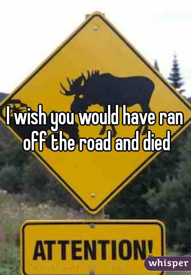 I wish you would have ran off the road and died