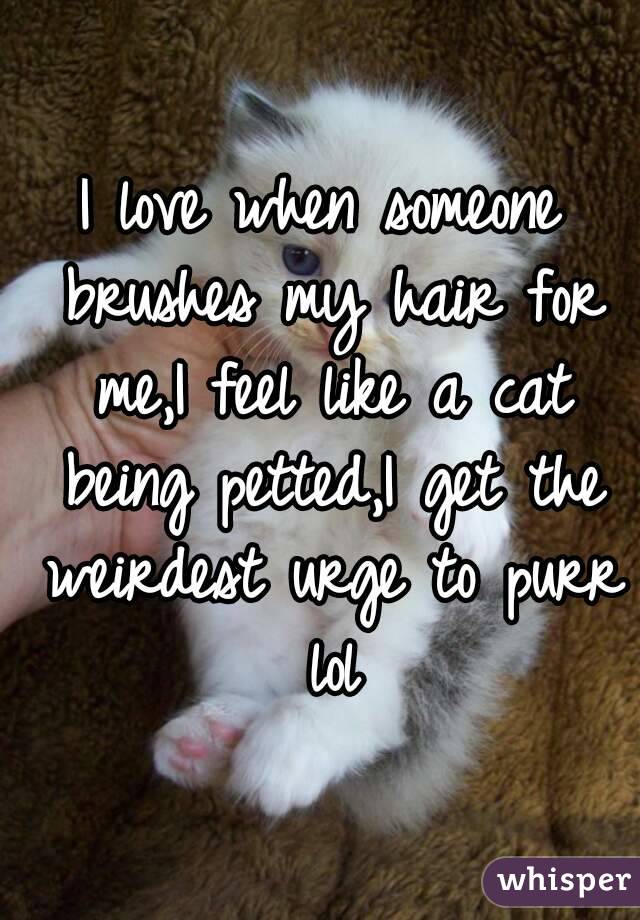 I love when someone brushes my hair for me,I feel like a cat being petted,I get the weirdest urge to purr lol