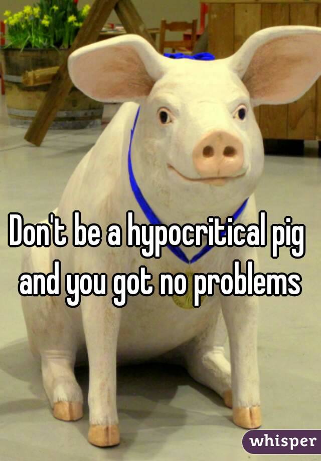 Don't be a hypocritical pig and you got no problems