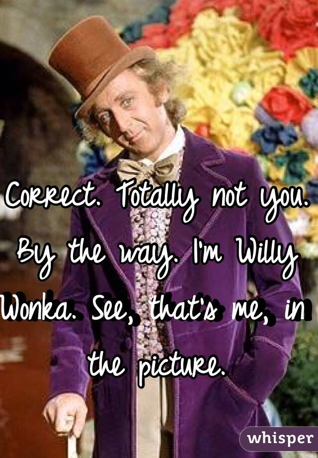 Correct. Totally not you.
By the way. I'm Willy Wonka. See, that's me, in the picture.