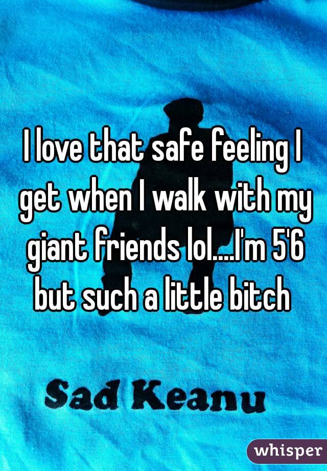 I love that safe feeling I get when I walk with my giant friends lol....I'm 5'6 but such a little bitch 