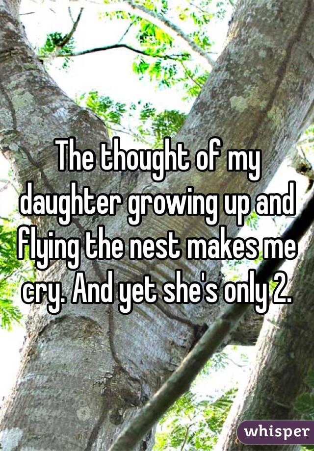 The thought of my daughter growing up and flying the nest makes me cry. And yet she's only 2.