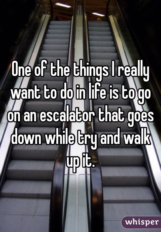 One of the things I really want to do in life is to go on an escalator that goes down while try and walk up it.