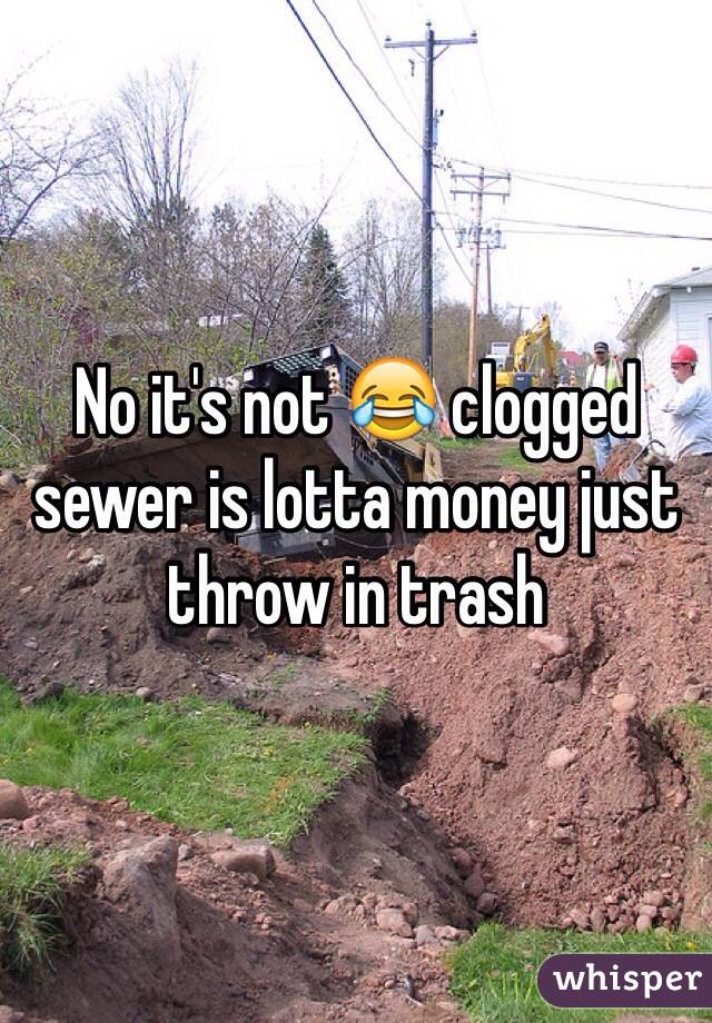 No it's not 😂 clogged sewer is lotta money just throw in trash 