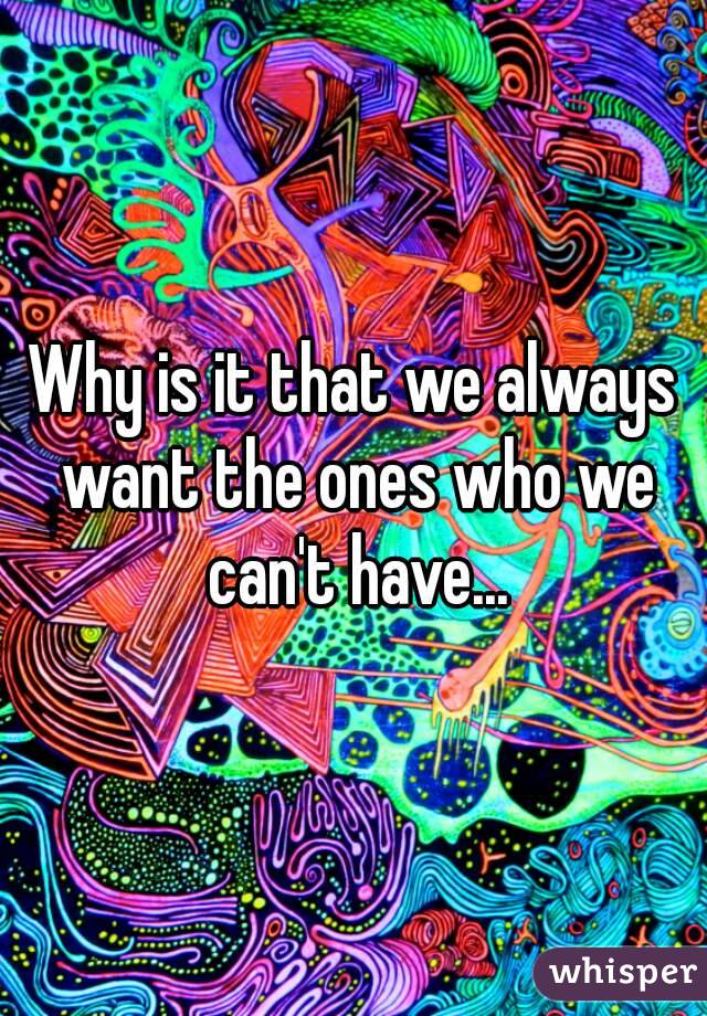 Why is it that we always want the ones who we can't have...