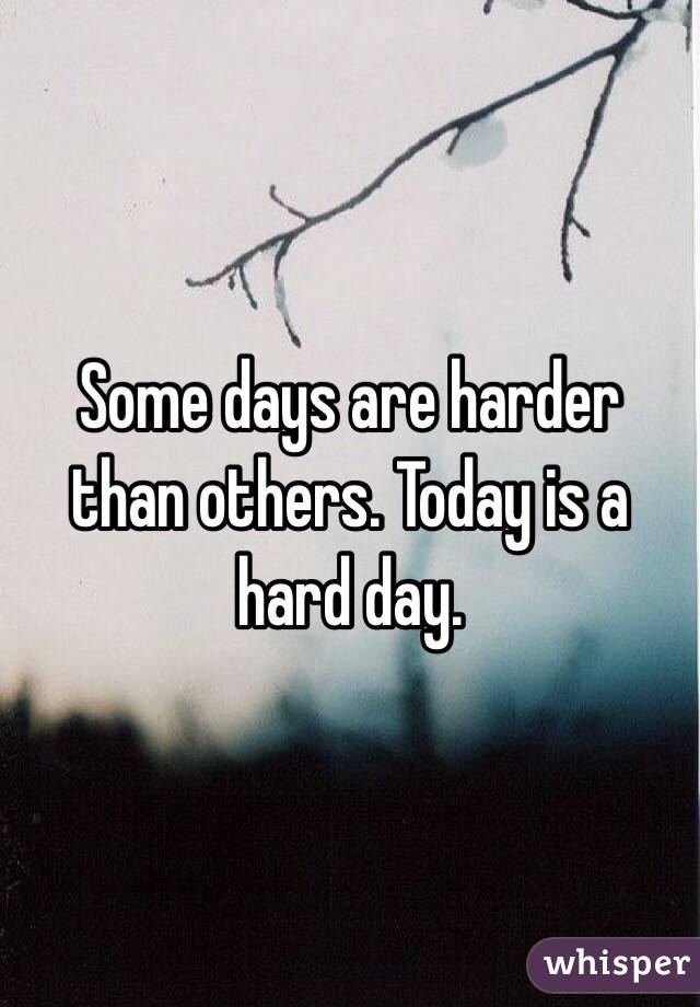 Some days are harder than others. Today is a hard day. 