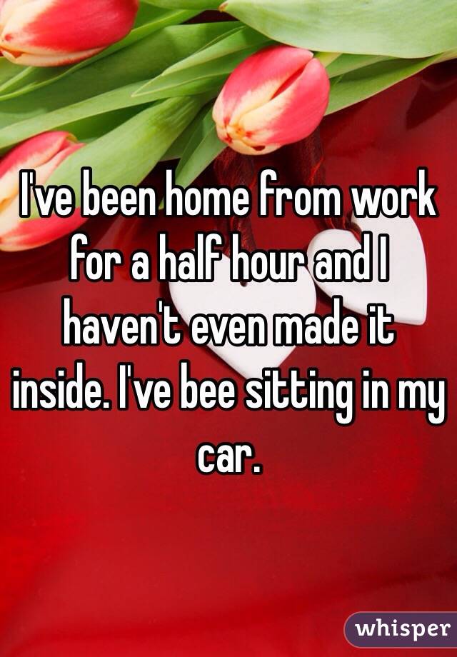 I've been home from work for a half hour and I haven't even made it inside. I've bee sitting in my car. 